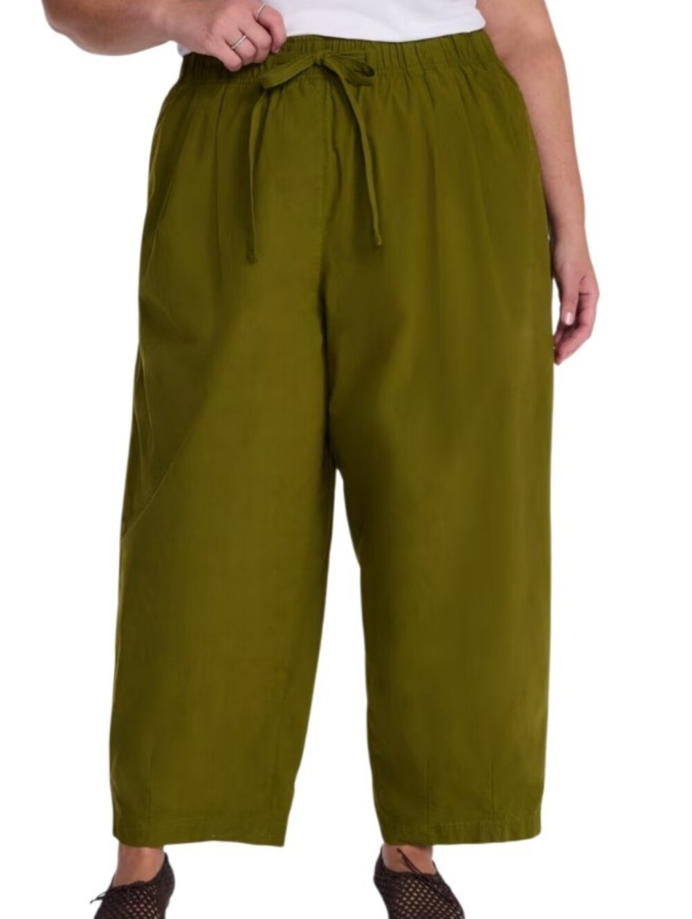 Green Drawstring Barrel Leg Pants Sz 14w Nwt